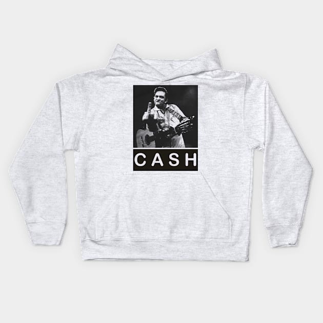 Cool Johnny Cash - Pencil Drawing Style Kids Hoodie by Unfluid